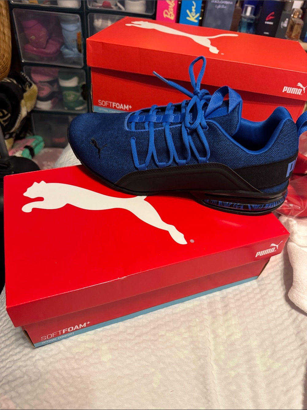 Puma Blue and Black Low-Top Training Shoes